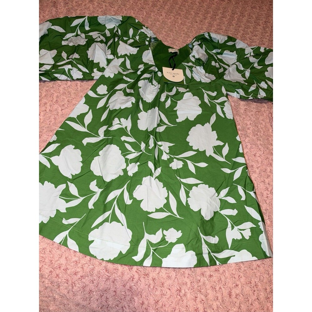 NWT KATE SPADE X TARGET Classic Rose Poplin Long Sleeve Mini Dress Green Blue